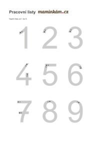 Pracovní listy - počítání do 10 - napiš čísla od 1 do 9