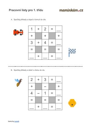 Pracovní listy 1. třída - matematika - počítání do 10 - závody