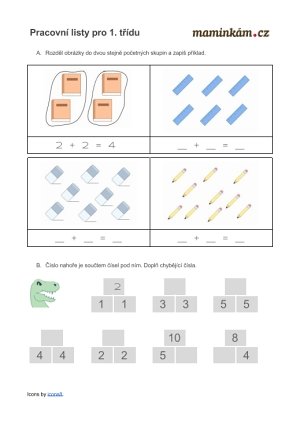 Pracovní listy 1. třída - matematika - počítání do 10 - poloviny