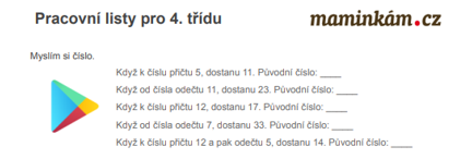 Pracovní listy 4. třída - matematika - základy rovnic - úvod